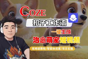 COZE扣子工作流一键生成治愈萌究短视频,保姆级教程-智能体搭建-项目实操-一号资源库