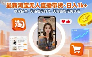 最新淘宝无人直播带货，日入1k+，独家技术，无违规无封号，无需露脸无需说话【揭秘】-一号资源库