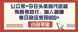 公众号+今日头条双代运营，有账号就行，单日稳定变现8张【揭秘】-一号资源库