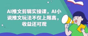 AI推文剪辑实操课，AI小说推文玩法不仅上限高，收益还可观-一号资源库
