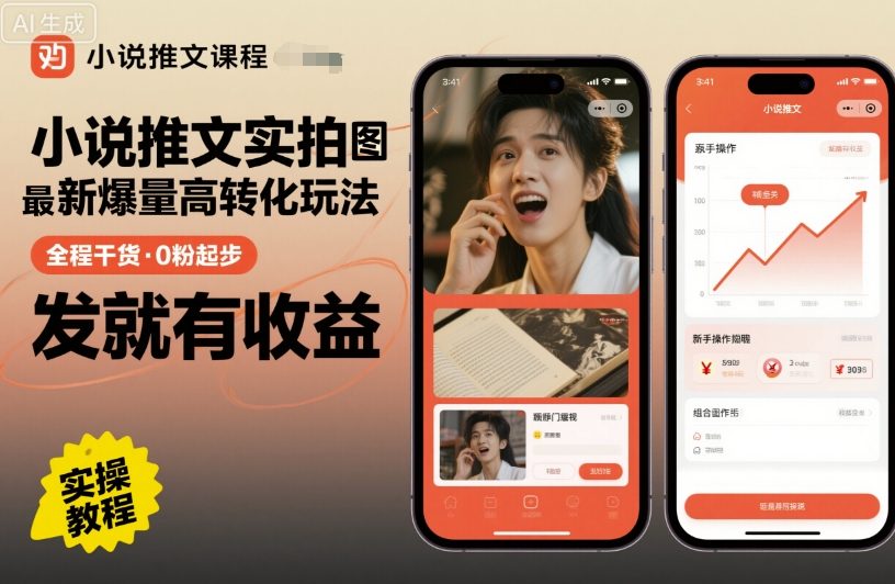 小说推文实拍双图文最新爆量高转化玩法，全程干货，0粉起步，发就有收益-一号资源库