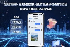 实操简单,变现难度低,最适合新手小白做的项目,每天轻松收入3张,同城搭子群项目全流程拆解-一号资源库