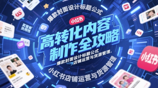 高转化内容制作全攻略，爆款封面设计标题公式，小红书店铺运营与货源管理-一号资源库