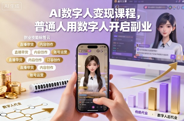 AI数字人变现课程，普通人用数字人开启副业-一号资源库