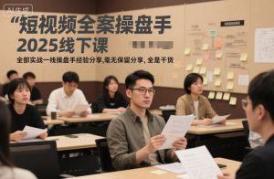 短视频全案操盘手2025线下课，全部实战一线操盘手经验分享，毫无保留分享，全是干货-一号资源库