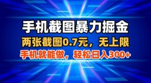 手机截图暴力掘金,两张截图0.7米,一部手机就能做,轻松日入3张+【揭秘】-一号资源库