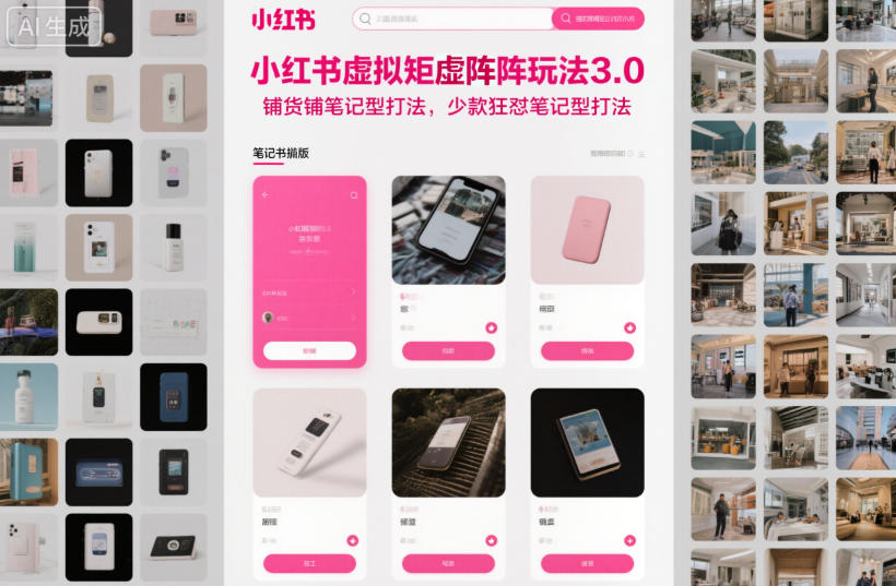 小红书虚拟矩阵玩法3.0，铺货铺笔记型打法，少款狂怼笔记型打法-一号资源库