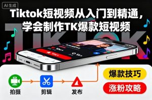 Tiktok短视频从入门到精通，学会制作TK爆款短视频-一号资源库