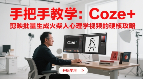 手把手教学：Coze + 剪映批量生成火柴人心理学视频的硬核攻略-一号资源库