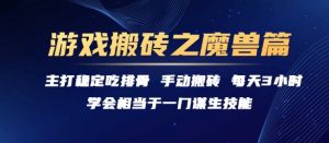 游戏搬砖之魔兽篇，稳定吃排骨每天3小时【揭秘】-一号资源库