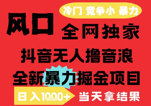 25年6月高爆抖音无人直播最新撸音浪掘金项目，解放双手小白可做，无脑日入1k+，门槛低【揭秘】-一号资源库