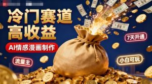公众号冷门赛道，用AI做情感漫画，7天开通流量主，操作简单，小白可玩-一号资源库