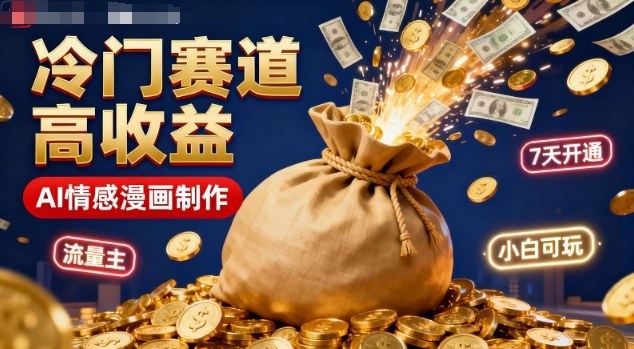 公众号冷门赛道，用AI做情感漫画，7天开通流量主，操作简单，小白可玩-一号资源库