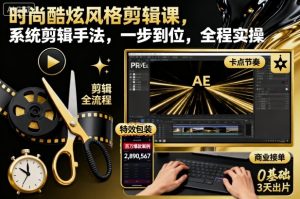 时尚酷炫风格剪辑课，系统剪辑手法，一步到位，全程实操-一号资源库