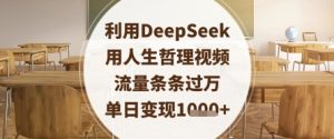 利用DeepSeek用人生哲理视频，流量条条过万，单日变现数张-一号资源库