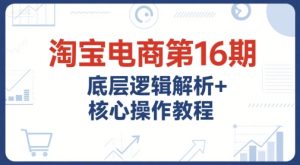 淘宝电商第16期,底层逻辑解析+核心操作教程,运营、推广提升能力的必学课程+配套资料-一号资源库