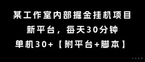 某工作室内部掘金挂G项目，新平台，每天30分钟，单机30+【揭秘】-一号资源库