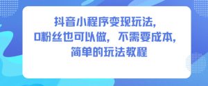 抖音小程序变现玩法，0粉丝也可以做，不需要成本，简单的玩法教程-一号资源库
