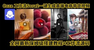 coze智能体sora2一键生成电商带货高端视频工作流保姆级拆解教程,无需剪辑,无需拍摄-一号资源库