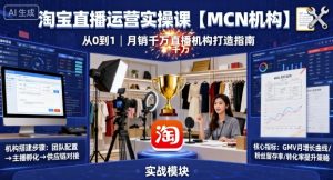 淘宝直播运营实操课【MCN机构】,从0到1做一家月销千W的直播机构-一号资源库