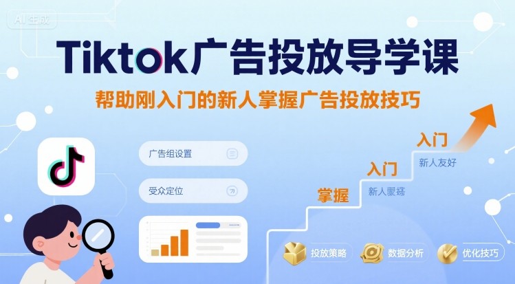 Tiktok广告投放导学课，帮助刚入门的新人掌握广告投放技巧-一号资源库