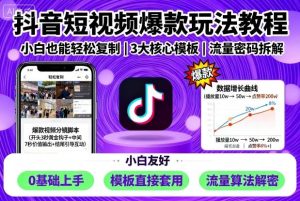 抖音短视频爆款玩法教程，小白也能轻松复制-一号资源库