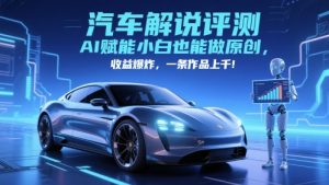 抖音汽车解说评测赛道，AI赋能小白也能做原创，收益爆炸，一条作品上千-一号资源库