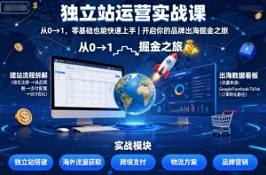 独立站运营实战课,从0到1,零基础也能快速上手,开启你的品牌出海掘金之旅-一号资源库