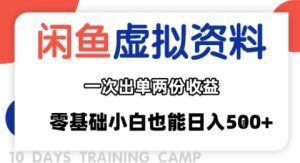闲鱼虚拟资料新变现玩法，信息差项目，一次出单两份收益，无需囤货，可批量矩阵，零基础小白也能日入多张-一号资源库