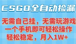 CSGO自动捡漏项目，最新独家玩法，一个手机可操作，新手小白轻松月入1W+，操作简单易上手【揭秘】-一号资源库