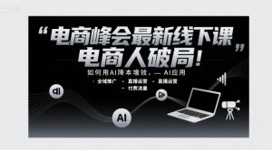 电商峰会最新线下课,电商人破局,如何用AI降本增效,AI应用-全域推广-直播运营-付费流量-一号资源库