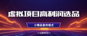虚拟项目高利润选品方法，做好单店利润1W+，可多店倍增利润-一号资源库