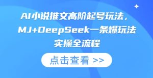 AI小说推文高阶起号玩法，MJ+DeepSeek一条爆玩法实操全流程-一号资源库