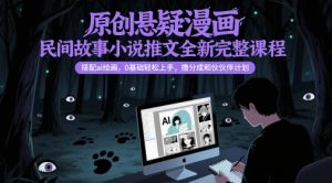 原创悬疑漫画民间故事小说推文全新完整课程， 搭配ai绘画，0基础轻松上手，撸分成和伙伴计划-一号资源库