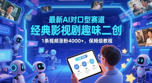 最新AI对口型赛道，经典影视剧趣味二创，1条视频涨粉4000+，保姆级教程-一号资源库