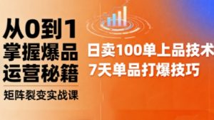 抖音小店爆品打造与矩阵裂变实战课，从0到1掌握爆品运营秘籍-一号资源库