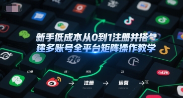 新手低成本从0到1注册并搭建多账号全平台矩阵操作教学，手机号-邮箱-IP-工具-一号资源库