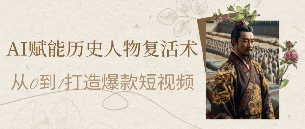 AI赋能历史人物复活术：从0到1打造爆款短视频，7天涨粉10W，小白也能月入过1W-一号资源库