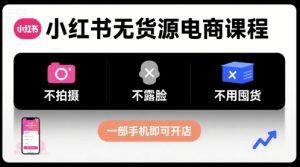 小红书无货源电商课程,不拍摄不露脸不用囤货,一部手机即可开店-一号资源库