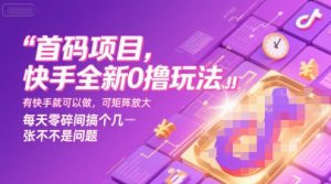 首码项目,快手全新0撸玩法,有快手就可以做,可矩阵放大,每天零碎时间搞个几张不是问题【揭秘】-一号资源库