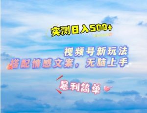 微信视频号最新玩法，表情包搭配情感文案，2分钟一条原创作品，简单好上手，轻松日入几张-一号资源库