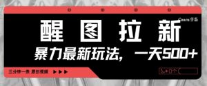 醒图拉新，暴力新玩法，光用手机三分钟制作一条视频，一天轻松5张-一号资源库