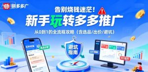 告别烧钱迷茫！新手玩转多多推广：从0到1的全流程攻略（含选品/出价/避坑）-一号资源库