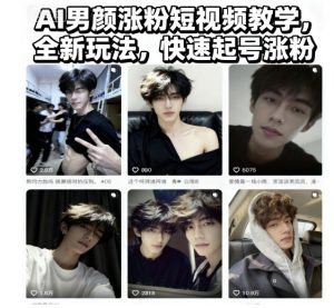 AI男颜涨粉短视频教学，全新玩法，快速起号涨粉-一号资源库