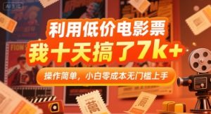 利用低价电影票，我十天搞了7k+，操作简单，小白零成本无门槛上手【揭秘】-一号资源库