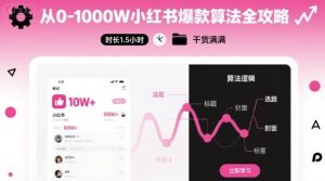 从0-1000W小红书爆款算法全攻略，时长1.5小时，干货满满-一号资源库