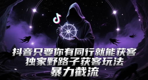 抖音只要你有同行就能获客，独家野路子获客玩法，暴力截流【揭秘】-一号资源库