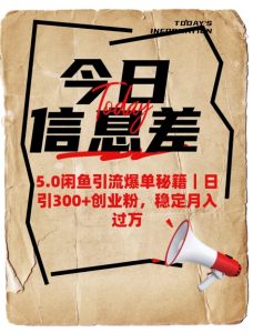 5.0闲鱼引流爆单秘籍,日引300+创业粉,稳定月入过W-一号资源库