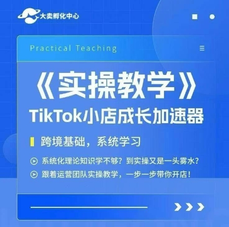 大卖家孵化中心TikTok实操课，TikTok小店成长加速器，跨境基础系统学习，一步一步带你开店-一号资源库
