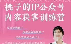 桃子IP公众号内容获客训练营(第3期)，一门让你公众号从0到商业闭环的课程-一号资源库